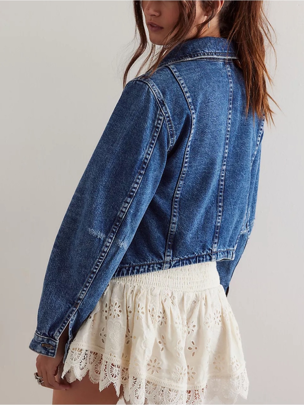 NWT Free People We The Free Jade Denim Jacket High low High Dove Medium wash S - Picture 3 of 16